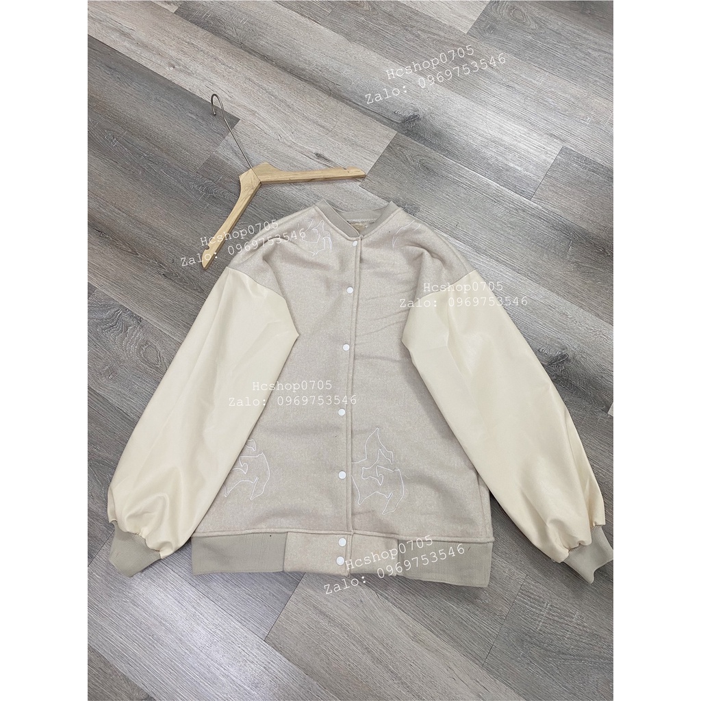 [Ảnh Thật/Freeship] Áo Khoác bomber Pha da, Áo bomber, Áo khoác Nữ Oversize Phong cách uzzlang Form rộng