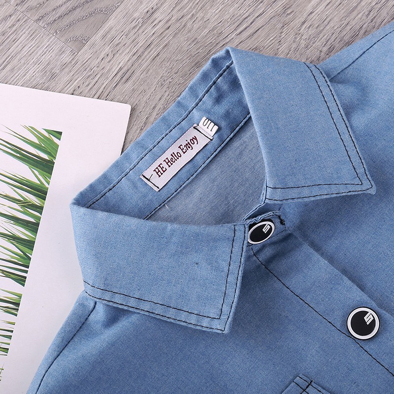 Áo kiểu SIYYIS tay ngắn đính nút phía trước thời trang cho bé gái 5-12 tuổi