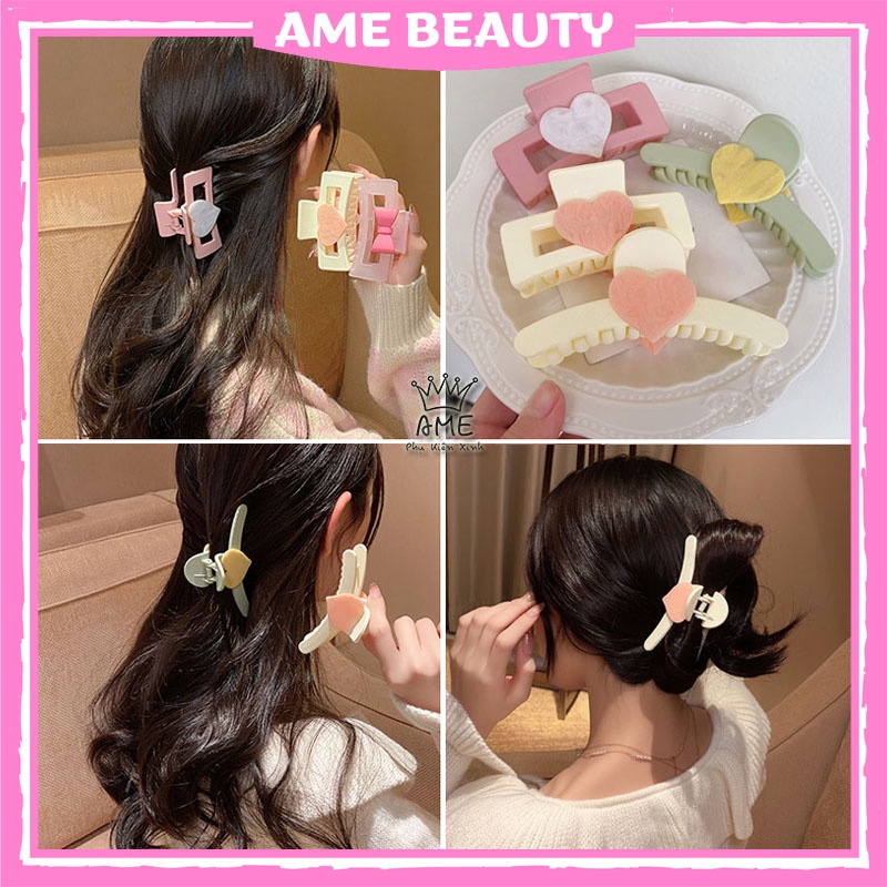 Kẹp tóc Hàn Quốc hình trái tim cute Ame Beauty , cặp tóc càng cua hottrend 2022 dành cho nữ