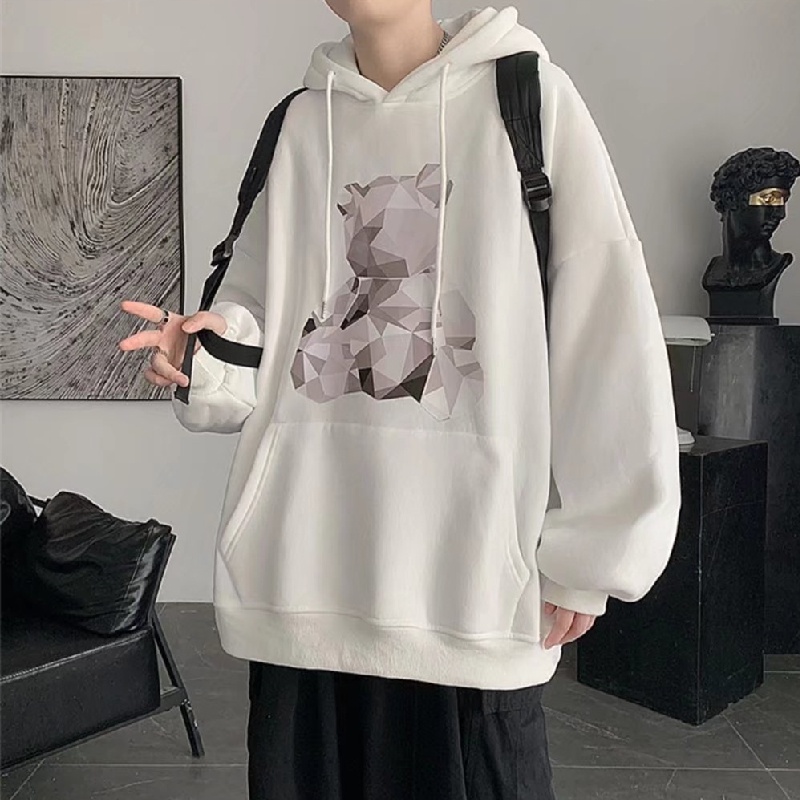 Áo Hoodie Thể Thao Dáng Rộng In Họa Tiết Hoạt Hình Phong Cách Hip Hop Đường Phố Hàn Quốc Cho Nam Cỡ M-5XL