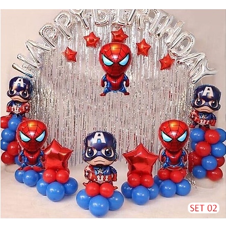 Set bong bóng trang trí sinh nhật chủ đề SIÊU NHÂN CHO BÉ TRAI happy birthday (nhiều mẫu)