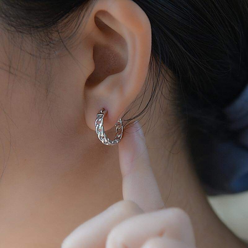 Khuyên tai bạc Khuyên móc xích đơn cổ điển phong cách Van jewelry V10168