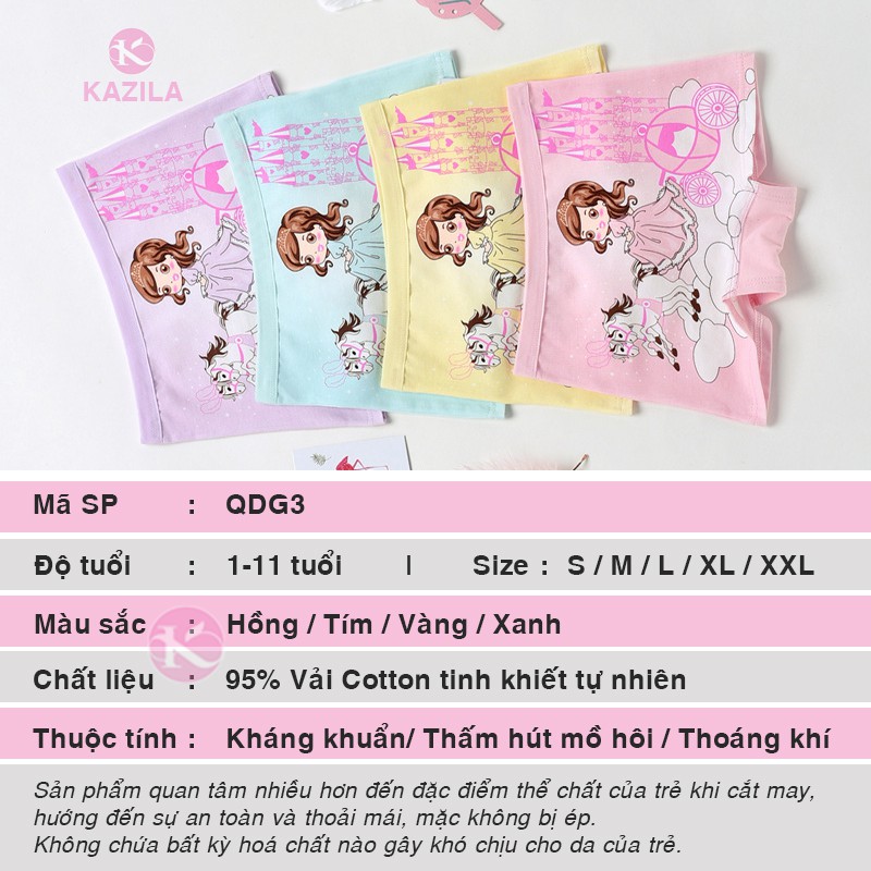 Quần chip đùi bé gái cotton tinh khiết hạng A, quần lót bé gái công chúa cưỡi ngựa Kazila QDG3