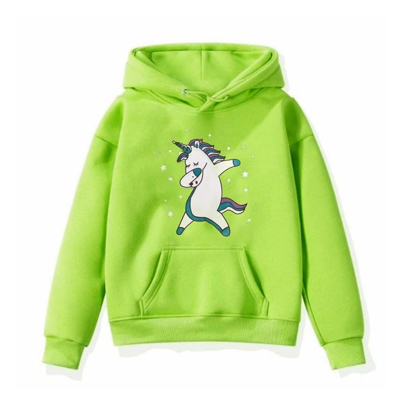 Áo hoodie lông cừu in hình kỳ lân dễ thương cho bé gái (1-10 tuổi)