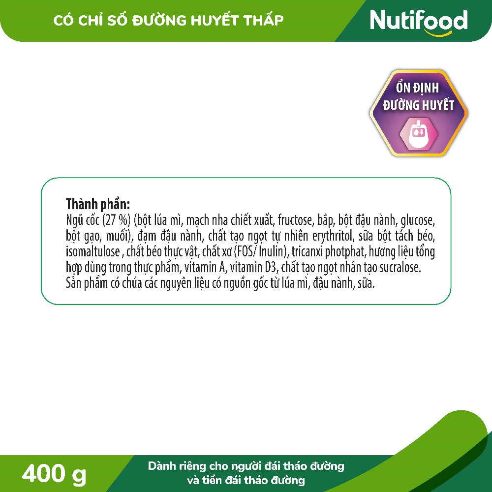 Ngũ cốc dinh dưỡng Nutifood DiabetCare (16gx25g)