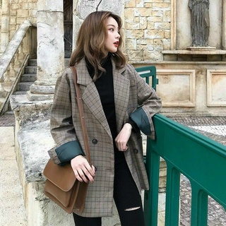 Áo khoác dạ kẻ 2 lớp, áo vest blazer kiểu dáng hàn quốc