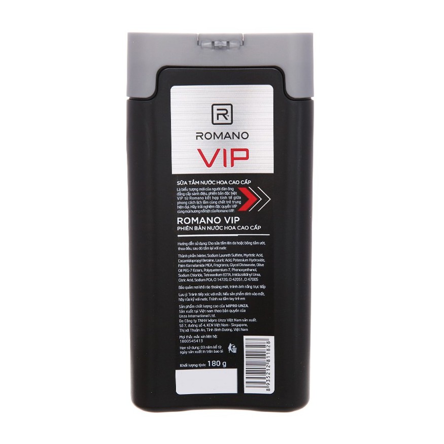 Sữa tắm nước hoa cao cấp Romano Vip 180g