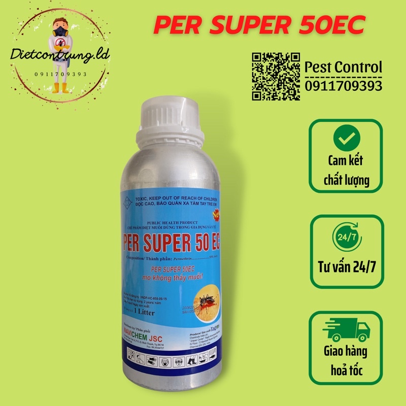 Thuốc muỗi nhúng màn - chai nhôm PER SUPER 50EC (mẫu cũ)