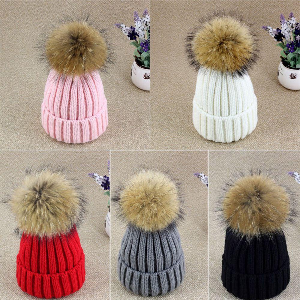 ESPO Mũ Len Beanie Đính Quả Bông Cho Bé