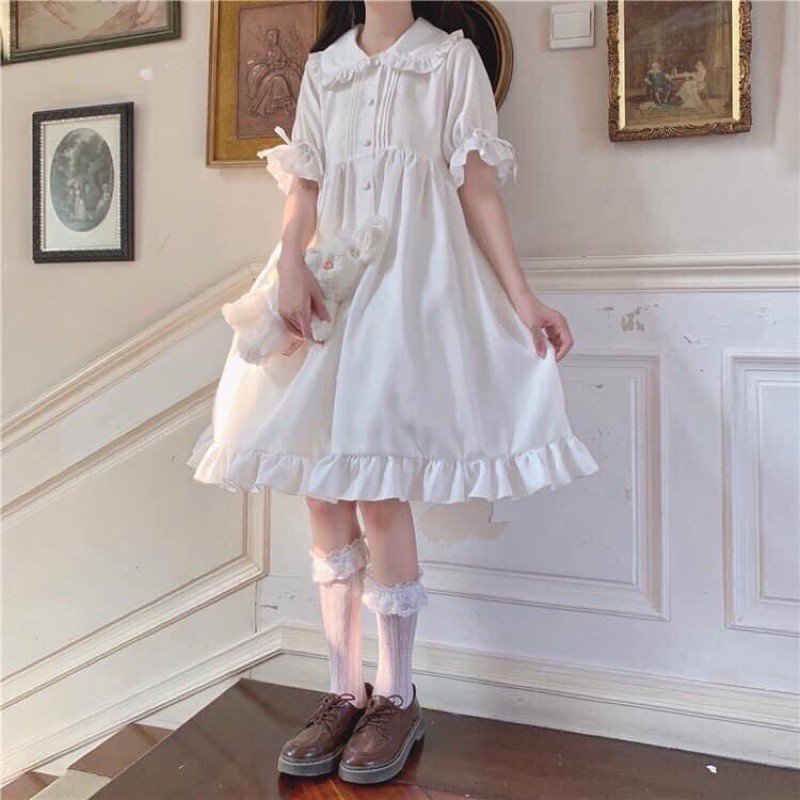 [ẢNH THẬT CUỐI] Váy trắng babydoll công chúa, đầm babydoll xòe siêu xinh