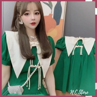 Set Mẹ Và bé Cổ vạt Nhọn Đính nơ Ngọc
