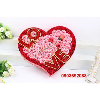 Quà tặng người yêu 14/2 [HCM] Hộp trái tim hoa hồng sáp 99 bông chữ Love Ivy Store