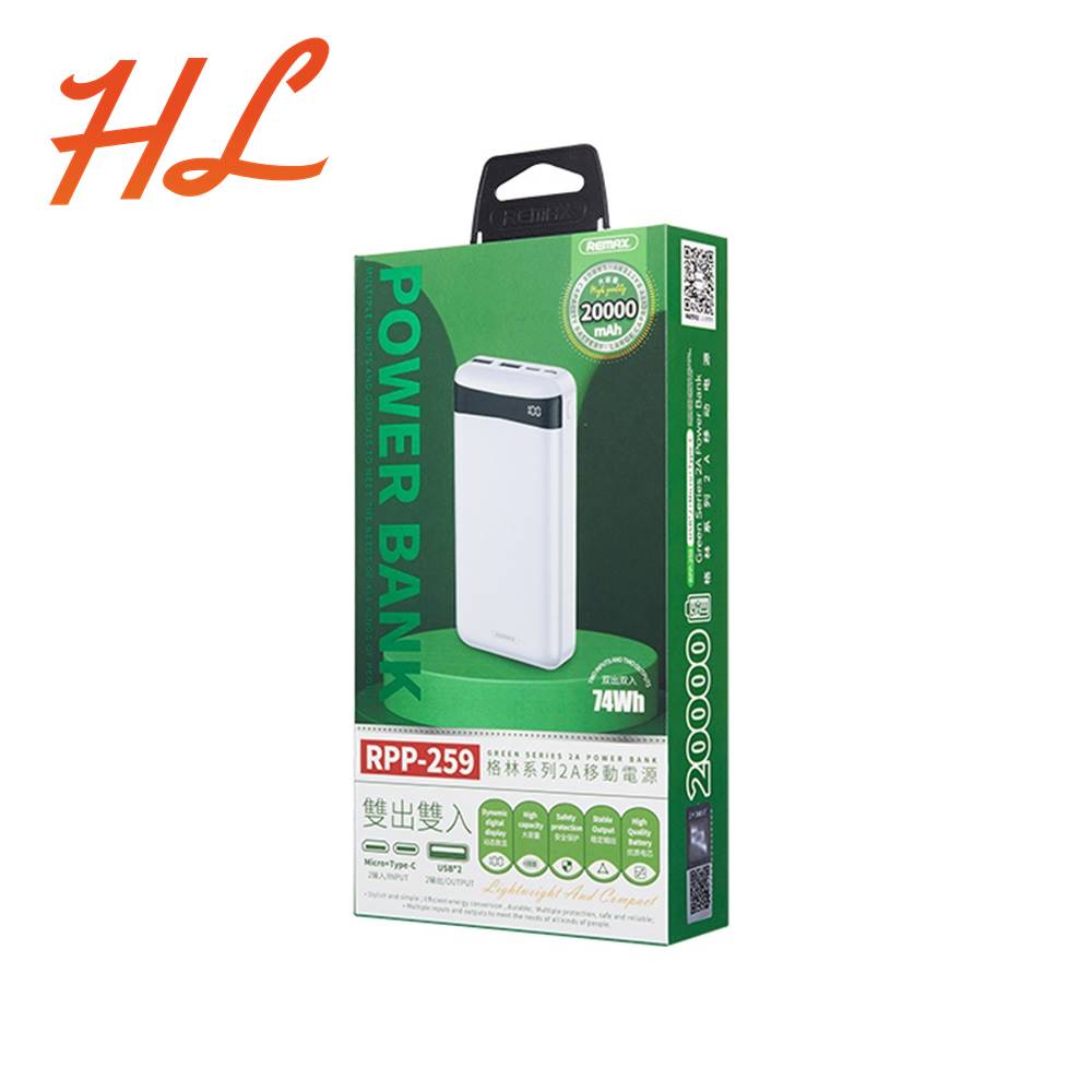 Pin Dự Phòng Remax RPP-259 20000mAh (2 Cổng Input / 2 Cổng Output) - BH 12 Tháng - Hunglongpc