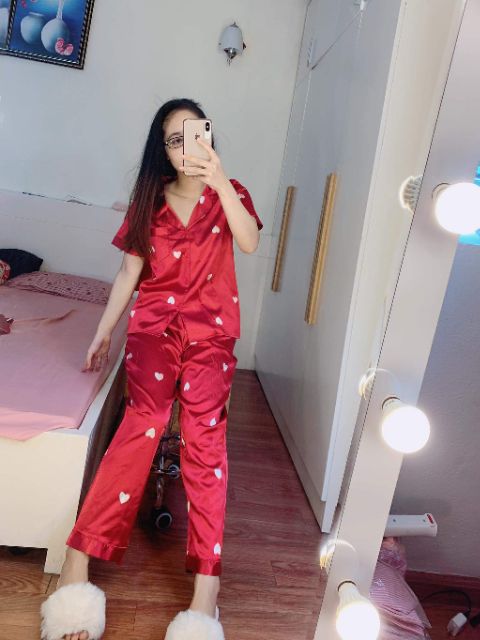 [THANH LÝ ] Bộ Lụa satin Áo Cộc Quần Dài