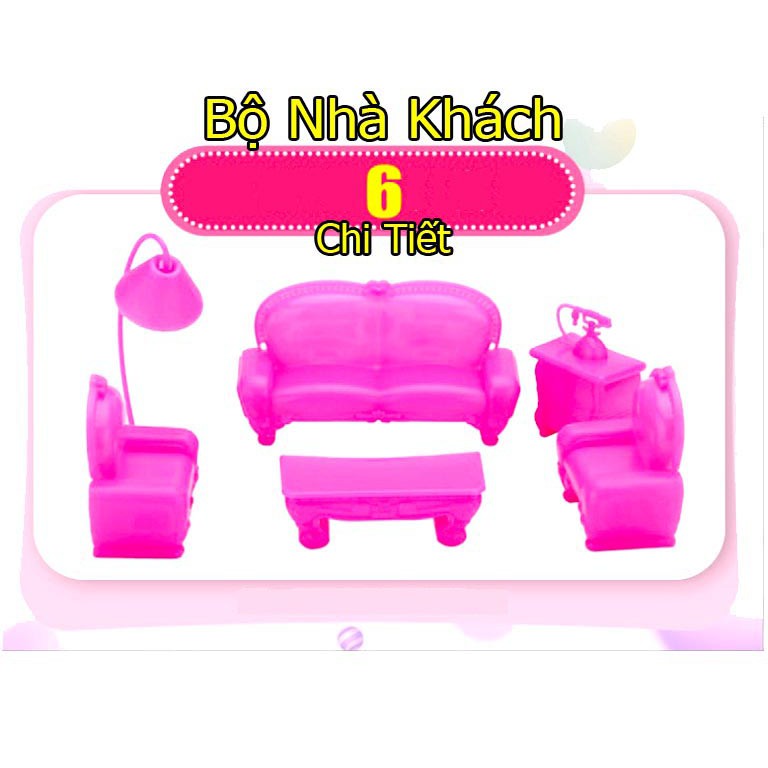 Set Bộ Phụ Kiên 98 Chi Tiết Đồ Chơi (Bộ Sofa) + Tặng Búp 02 Búp Bê Chibi