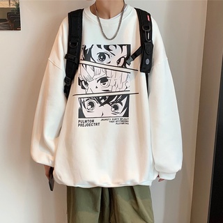 Áo sweater trắng đen in hoạ tiết hoạt hình anime xinh xắn có 2 màu size S-3Xl