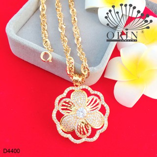 Dây chuyền nữ dây khế mặt hoa 6 cánh viền tròn đính đá thiết kế cao cấp Orin D4400