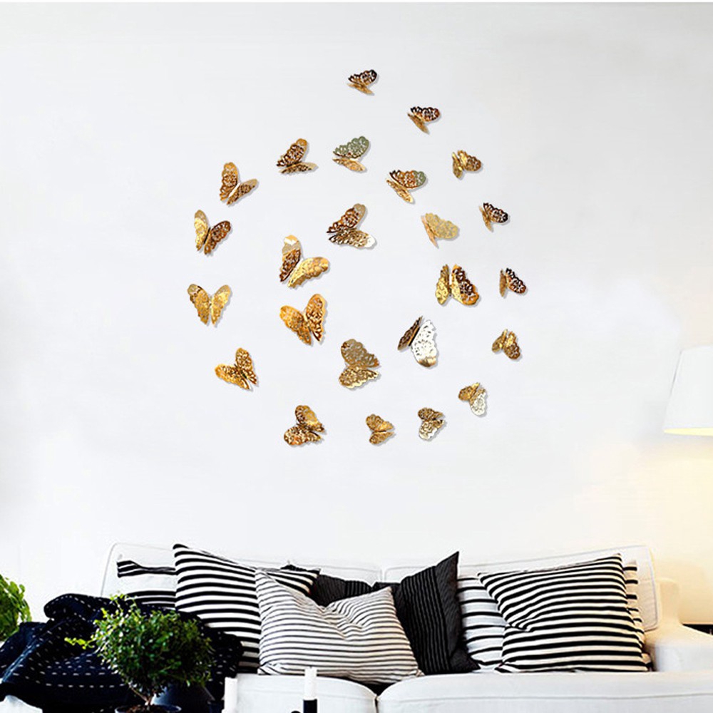Set 12 bướm 3d dán tường trang trí tiện dụng