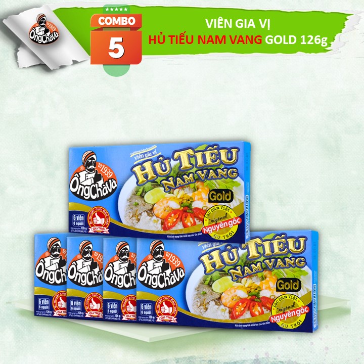 Combo 5 Hộp Viên Gia Vị Hủ Tiếu Nam Vang Gold Ông Chà Và 126g