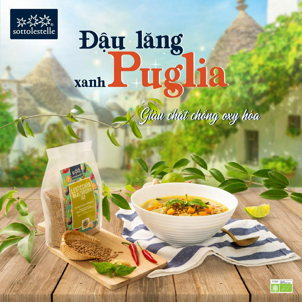 Đậu Lăng Xanh Hữu Cơ Sottolestelle 400g Organic Green Lentils Alltamura IGP
