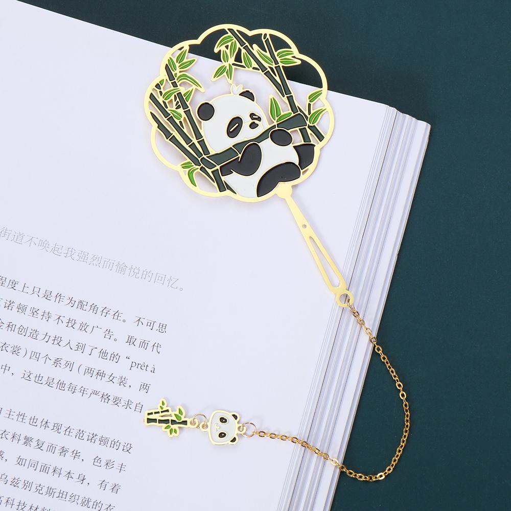 Lansel Miếng Đánh Dấu Trang Sách Bằng Đồng Thau Mặt Dây Chuyền Hình Gấu Trúc Phong Cách Trung