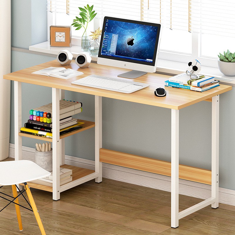 Bàn làm việc có giá sách 1m thiết kế hiện đại có giá sách, chân sắt sơn tĩnh điện mặt gỗ mdf phủ melamine