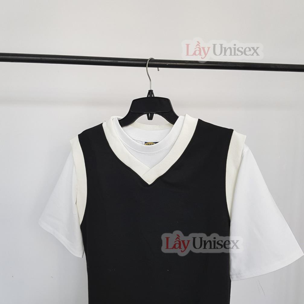 (BIGSIZE từ M-3XL) Áo gile ulzzang nam nữ form rộng dáng Hàn Quốc màu đen trơn viền trắng form unisex  ྇ ༴