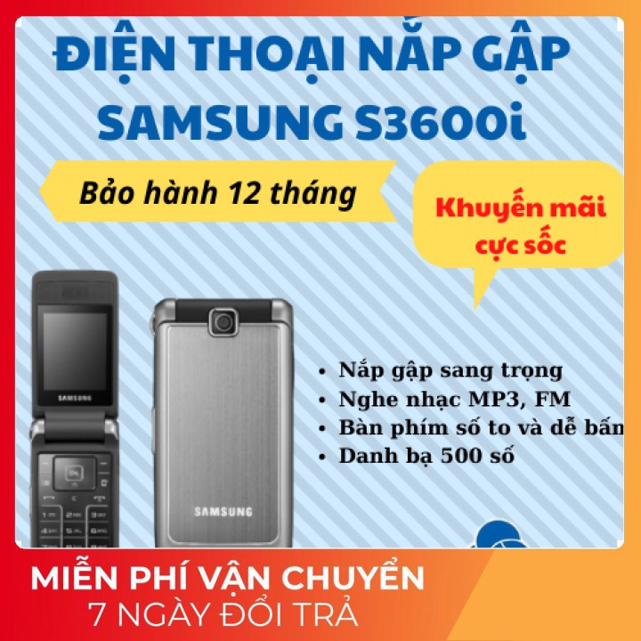 [Sốc] Điện thoại nắp gập samsung s3600i cho người già-Bảo hành 12 tháng