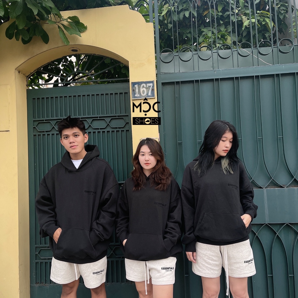 [CHÍNH HÃNG] Áo khoác Hoodie tay dài Fear Of God Essensial màu Đen Black SS22