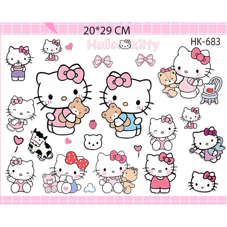 Miếng Dán Trang Trí Vali / Đàn Guitar / Điện Thoại Hình Hello Kitty Graffiti