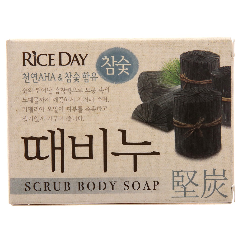 [CJ LION] XÀ BÔNG TẨY DA CHẾT TINH CHẤT THANH HOẠT TÍNH RICE DAY 100G - [라이스데이] 때비누 참숯 100G | BigBuy360 - bigbuy360.vn