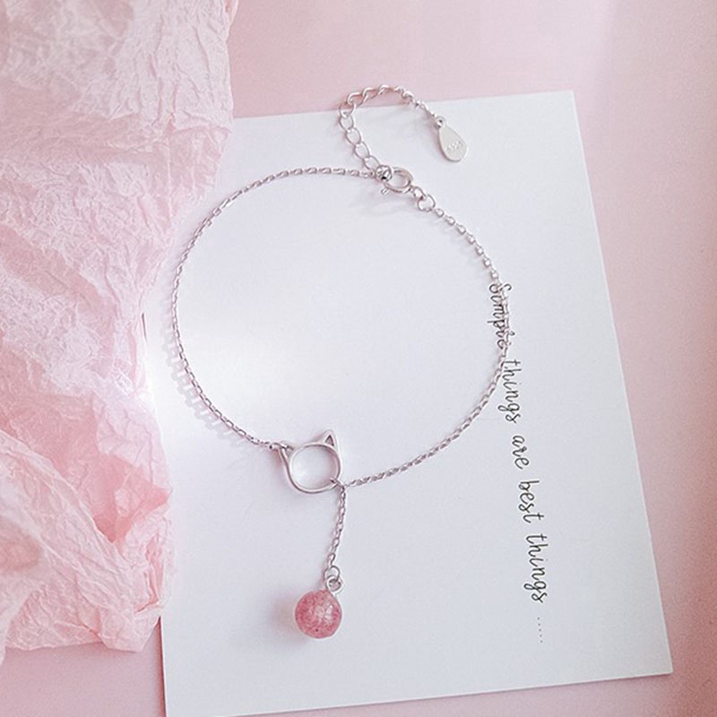 Vòng đeo tay mặt hình mèo dễ thương cho nữ