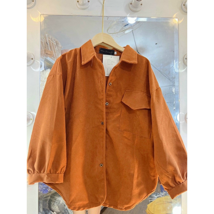 ÁO SƠ MI NỮ CHẤT DA LỘN PHỐI TÚI FROM RỘNG CỰC XINH BÉBÔNG STORE