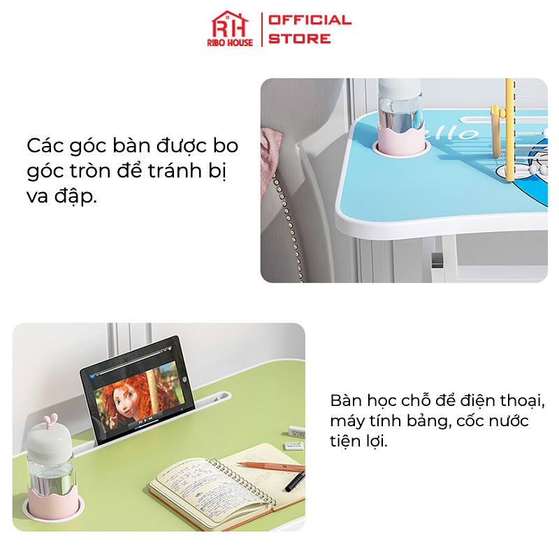 Bàn học cho bé RIBO HOUSE chống gù, chống cận, bàn học tiện lợi - gấp gọn khi không sử dụng RIBO 154