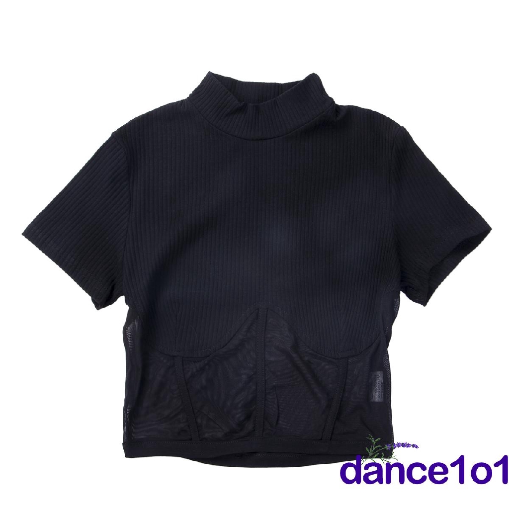 Áo thun nữ tay ngắn phối lưới gợi cảm