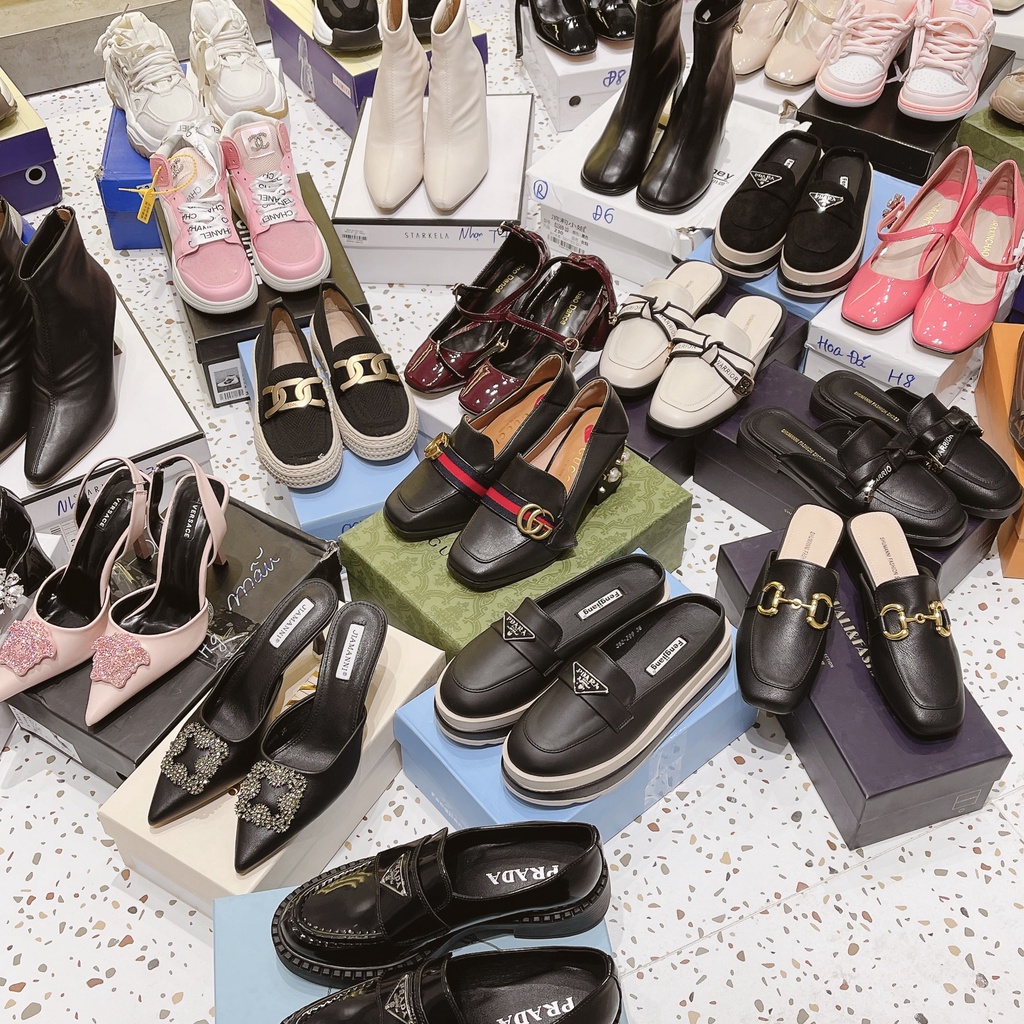 Giày cao gót màu hồng mặt đá VIC siêu xinh cao cấp fullbox túi giấy