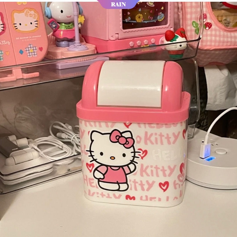 Thùng Đựng Rác Mini Để Bàn Hình Hello Kitty Dễ Thương