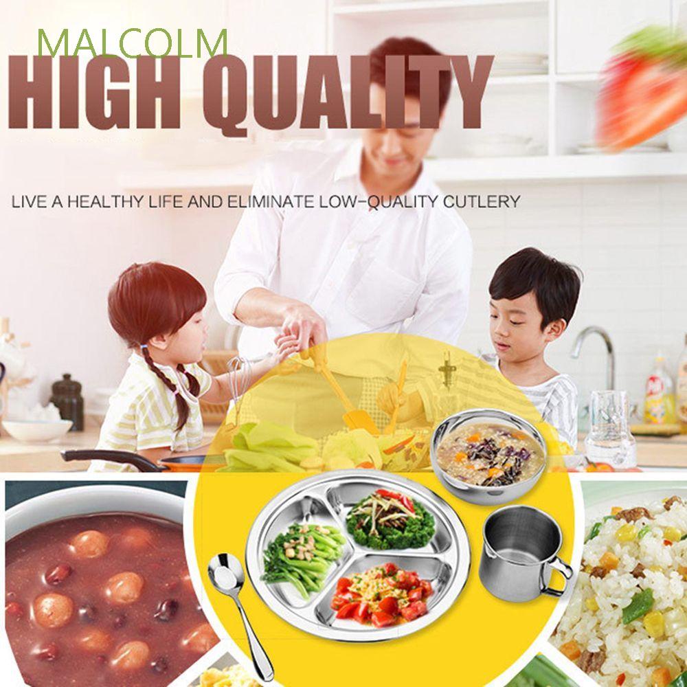 Khay Đựng Thức Ăn 3 Ngăn Bằng Thép Không Gỉ Hình Tròn Đường Kính Malcolm