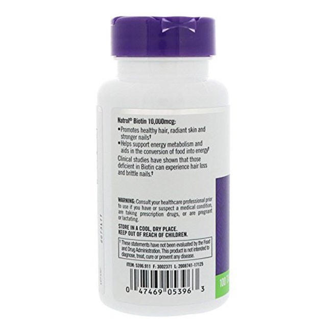 Biotin Natrol hỗ trợ ngăn ngừa rụng tóc và mọc tóc của Mỹ