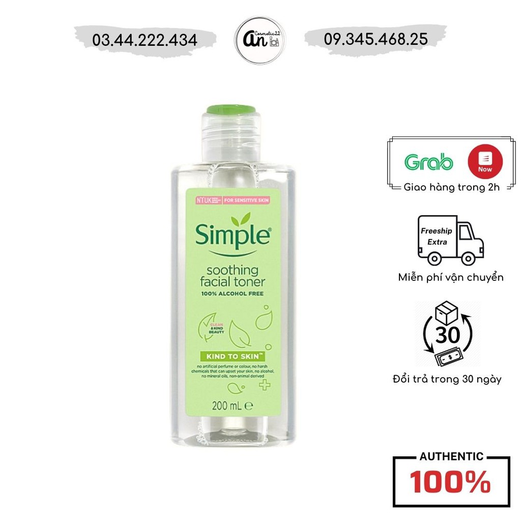 Nước hoa hồng Simple Kind to Skin Soothing Facial Toner