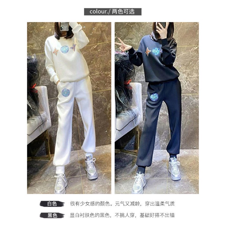 Set đồ thể thao 2 mảnh vải nhung dày phong cách Hàn Quốc thời trang thu đông cho nữ