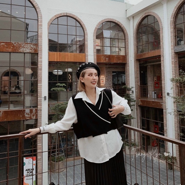 BÁN SỈ ÁO GHILE LEN VIỀN KÈM SƠ MI CHO NỮ