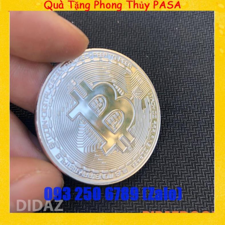 10 Đồng Xu Bitcoin mạ vàng, bạc 24k 1,5mm bền màu, chất mạ sáng, khó xước, kèm hộp đựng
