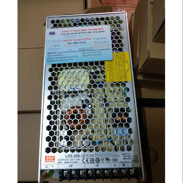 Bộ nguồn LRS-200-12, 12v-200w-16.6a Meanwell