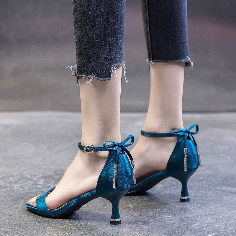 Giày Sandal Cao Gót Đính Nơ Thời Trang Mùa Hè