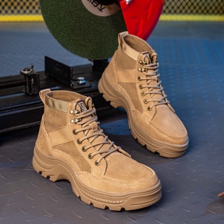 Giày bảo hộ Safety Leader chống đinh, chống trơn trượt, chống dập ngón da bò, cổ cao MS05