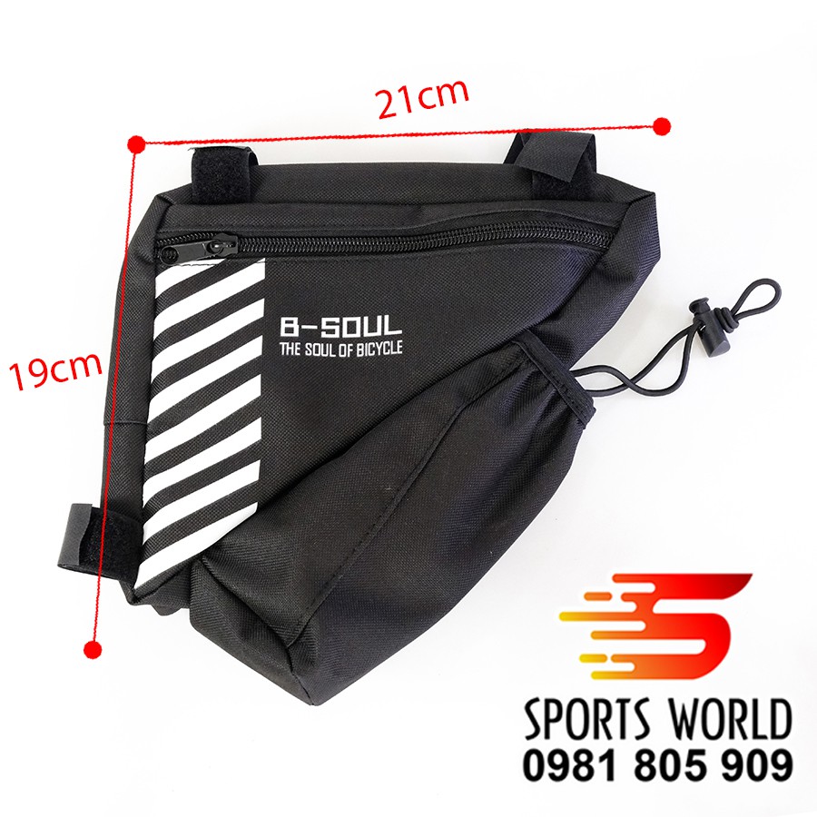 Túi treo xe đạp hình tam giác vải mềm size lớn treo được bình nước
