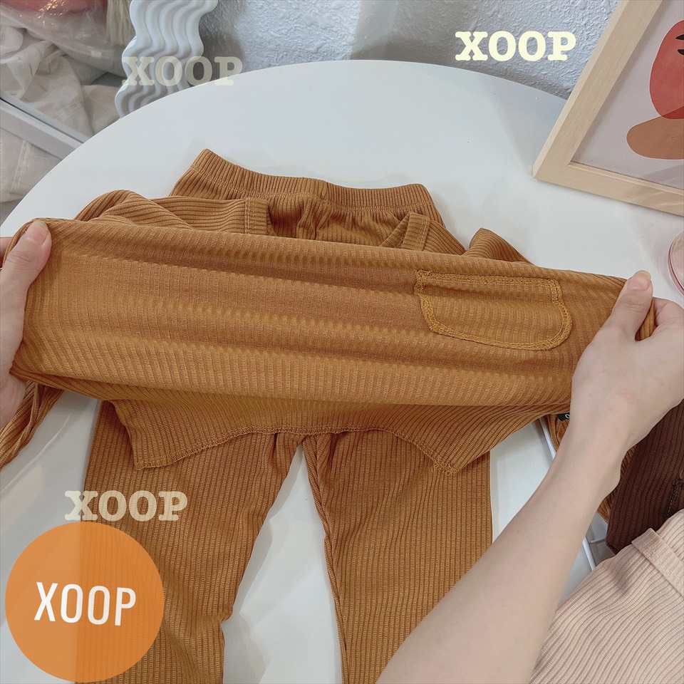 Xả hàng Bộ dài tay xoop - Bộ dài tay gân tăm chạy chỉ nổi túi cho bé  BD11