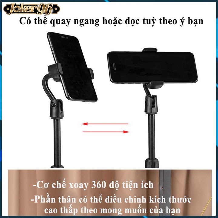 [1Đ] Giá đỡ kẹp điện thoại chụp ảnh, livestream, quay titok có thể kéo dài thu ngắn, xoay 360 độ