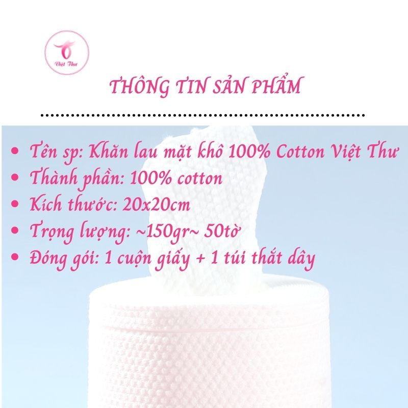 Khăn lau mặt khô Việt Thư túi lớn dùng 1 lần lau khô lau ướt chăm sóc da, bảo vệ da khỏi mụn